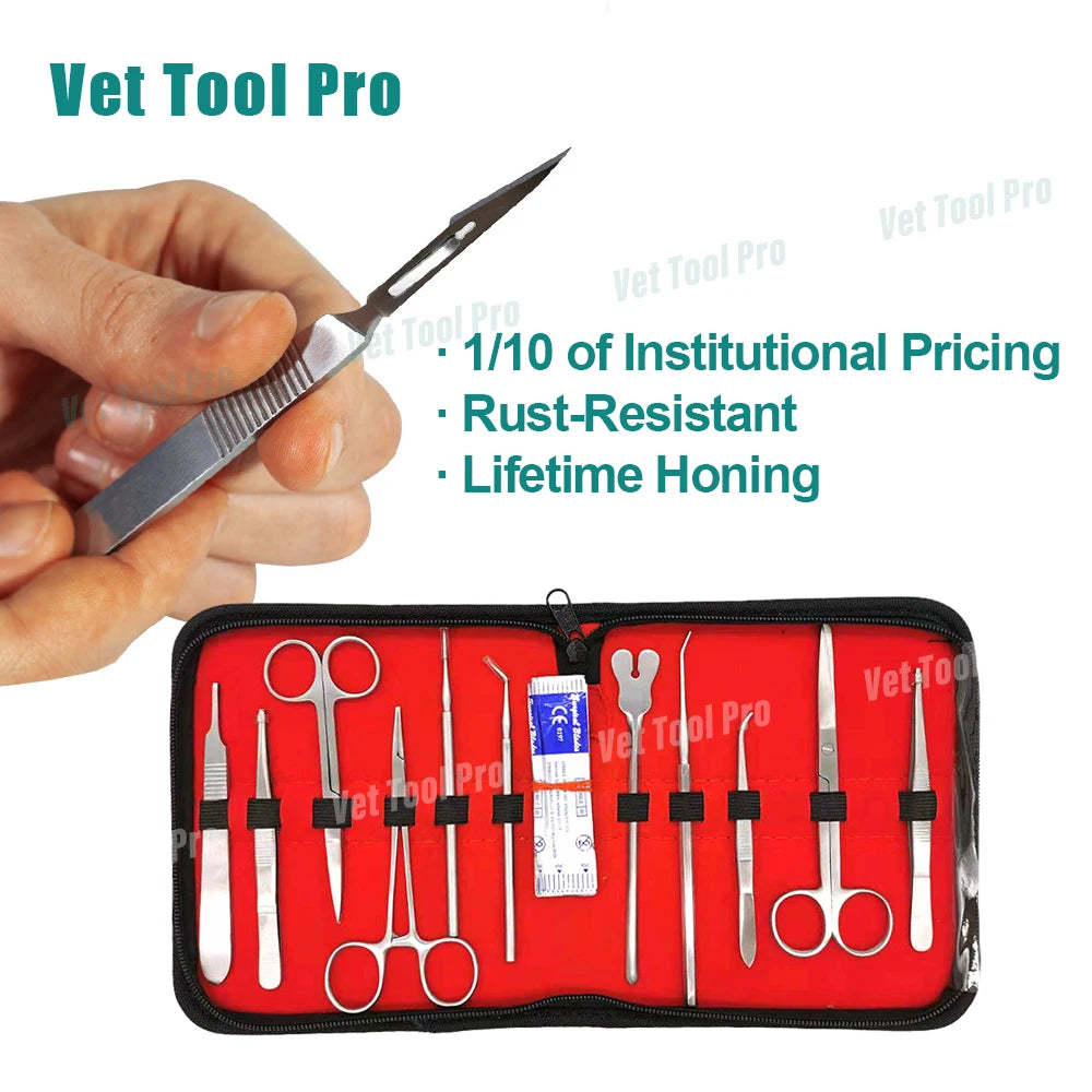 11-Piece Veterinary Training Tool Kit, 11 Blades, Premium Stainless Steel – Professional pet Care Accessories