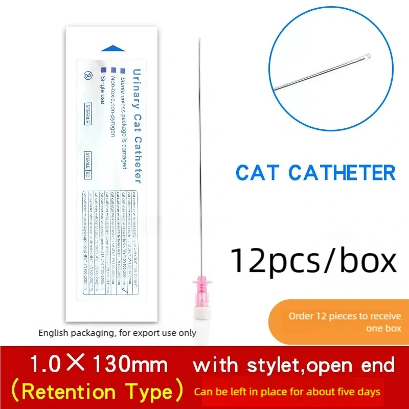 12 pieces Cat Catheter with Stylet, Pet catheter veterinary urinary stone drainage catheter ,  Cat Urine Catheter