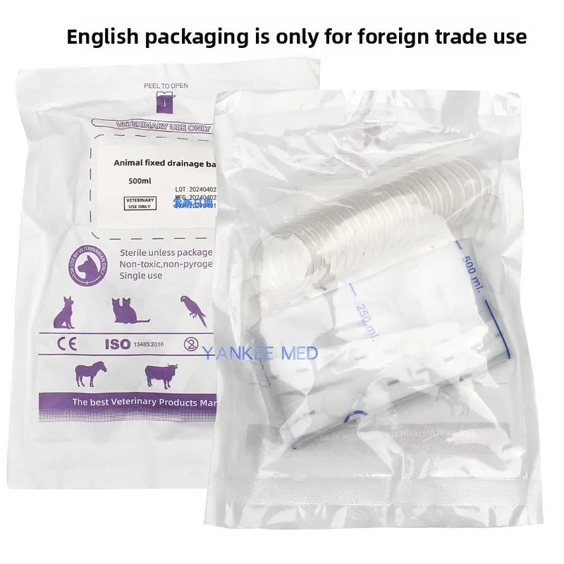 10 pcs Pet Cat Dog Animal Urine Collection Bag 150/300/500ml , Catheter Drainage Disposable With Extension Tube