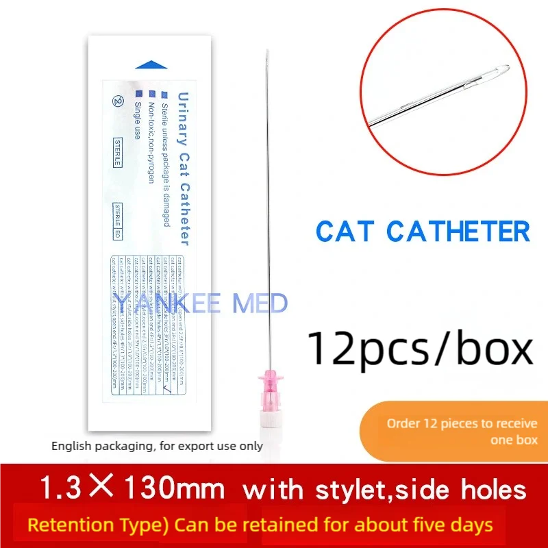 12 pieces Cat Catheter with Stylet, Pet catheter veterinary urinary stone drainage catheter ,  Cat Urine Catheter