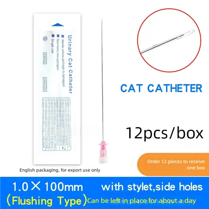 12 pieces Cat Catheter with Stylet, Pet catheter veterinary urinary stone drainage catheter ,  Cat Urine Catheter