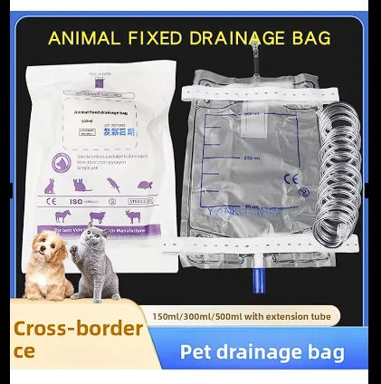 10 pcs Pet Cat Dog Animal Urine Collection Bag 150/300/500ml , Catheter Drainage Disposable With Extension Tube