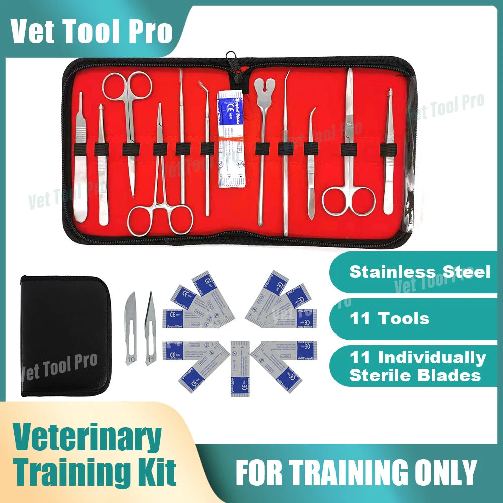 11-Piece Veterinary Training Tool Kit, 11 Blades, Premium Stainless Steel – Professional pet Care Accessories