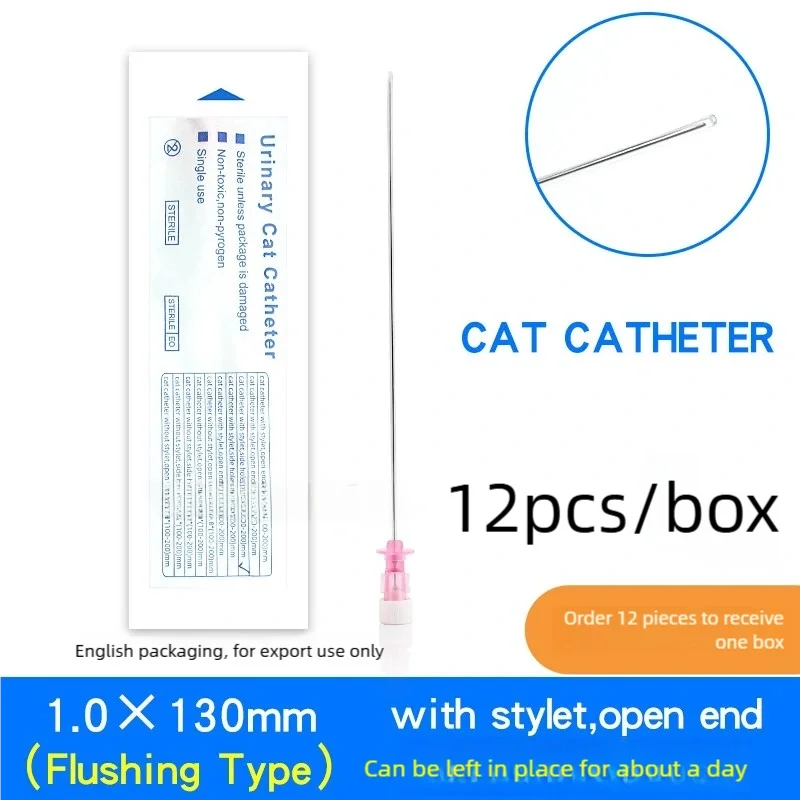 12 pieces Cat Catheter with Stylet, Pet catheter veterinary urinary stone drainage catheter ,  Cat Urine Catheter