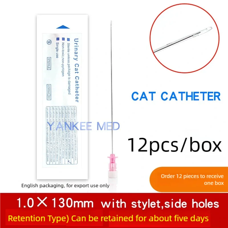12 pieces Cat Catheter with Stylet, Pet catheter veterinary urinary stone drainage catheter ,  Cat Urine Catheter