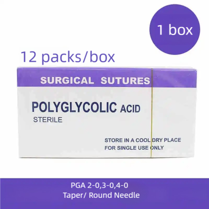 Veterinary Absorbable Suture, polydioxanona surgical sutures, 0/2-0/3-0/4-0,round bodied/reverse cutting,acid polyglycolic